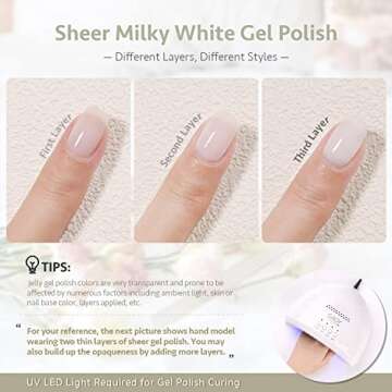 GAOY Milky White Gel Nail Polish Set of 6 for Home Manicure DIY