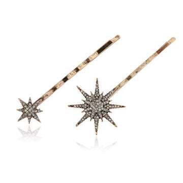 DNHCLL Moon Star Hexagram Crystal Hair Clips Set Women Lady Alloy Barrettes Hairpin Side Clip Hair Accessories Decorative Hair Accessoeies Headpieces for Women