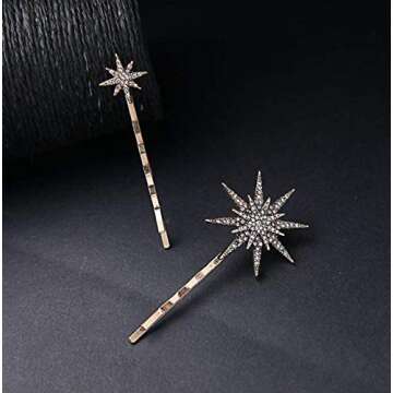 DNHCLL Moon Star Hexagram Crystal Hair Clips Set Women Lady Alloy Barrettes Hairpin Side Clip Hair Accessories Decorative Hair Accessoeies Headpieces for Women