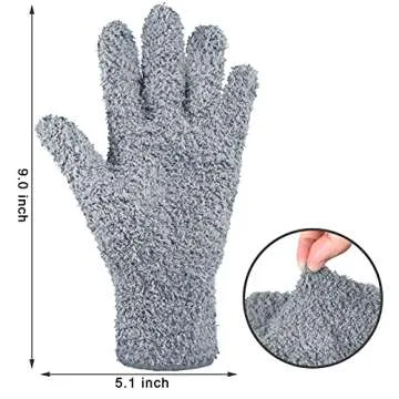 Patelai 3 Pairs Microfiber Dusting Gloves Washable Reusable Cleaning Mittens Gloves for Women(Medium,Dark Blue, Gray, Khaki)