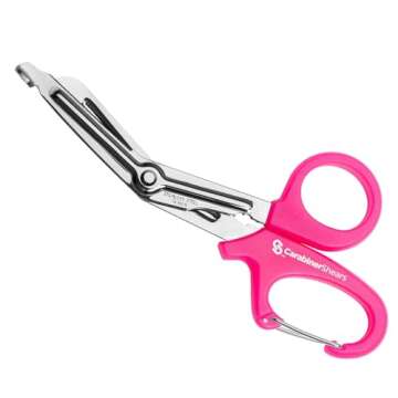 Trauma Shears with Carabiner - Stainless Steel Bandage Scissors for Surgical, EMT, EMS, Medical, Nursing, and Veterinary Use, First Aid Supplies and Accessories, 5.5-inch (Pink)