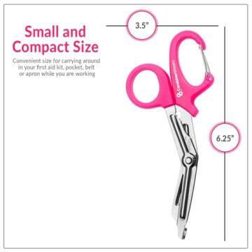 Trauma Shears with Carabiner - Stainless Steel Bandage Scissors for Surgical, EMT, EMS, Medical, Nursing, and Veterinary Use, First Aid Supplies and Accessories, 5.5-inch (Pink)