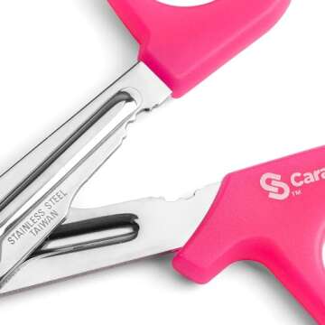 Trauma Shears with Carabiner - Stainless Steel Bandage Scissors for Surgical, EMT, EMS, Medical, Nursing, and Veterinary Use, First Aid Supplies and Accessories, 5.5-inch (Pink)