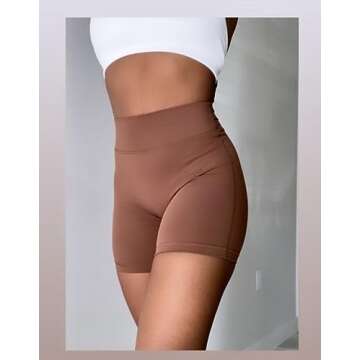 TomTiger Workout Shorts for Women High Waist Gym Fitness Running Yoga Bike Active Exercise Women's Short Tummy Control 5" (L, Dandelion Brown)