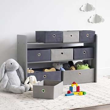 Humble Crew Toy Storage Organizer with 9 Removable Fabric Bins, Light Grey/Grey – Premium Playroom...