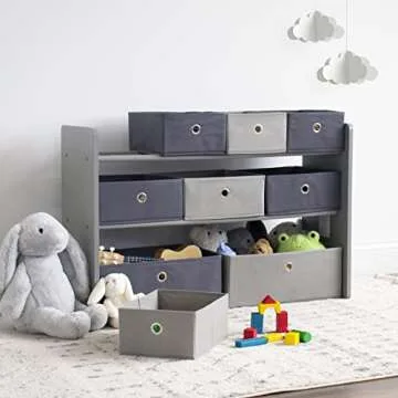 Humble Crew Toy Storage Organizer with 9 Removable Fabric Bins, Light Grey/Grey – Premium Playroom...