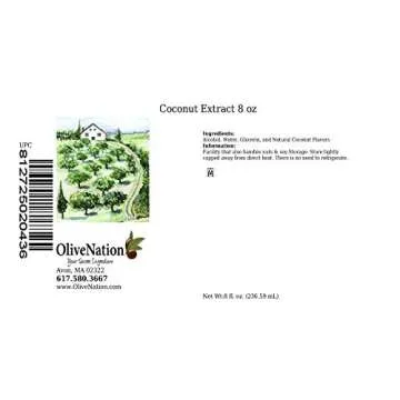 OliveNation Premium Coconut Extract - Deliciously Tropical, Gluten-Free, 8oz
