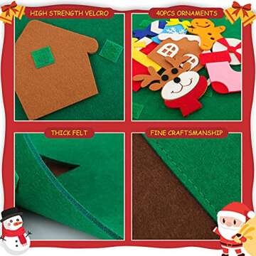 DIY Felt Christmas Tree Set with Snowman and Ornaments