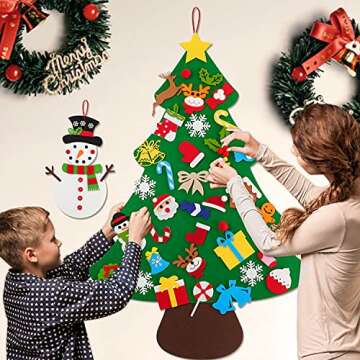 DIY Felt Christmas Tree Set with Snowman and Ornaments