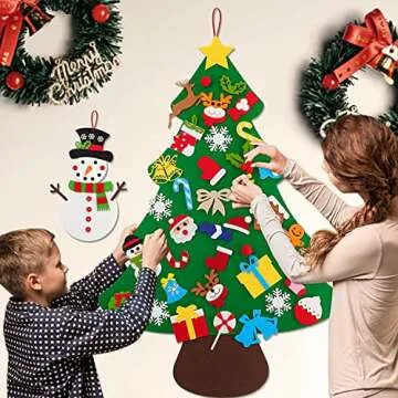 DIY Felt Christmas Tree Set with Snowman and Ornaments