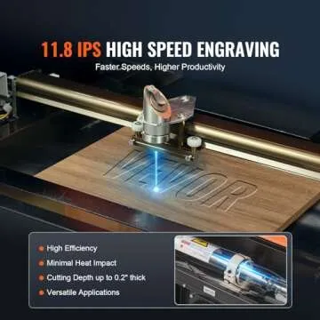 VEVOR 40W Desktop CO2 Laser Engraver, 12 x 8 in, 11.8 IPS Laser Cutter Machine with Water-Cooled Laser Tube, Compatible with CorelDRAW, Windows XP 7 8 10, EMF, JPG, PLT, WMF, for Wood Acrylic Fabric