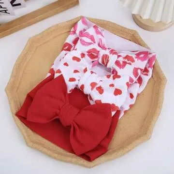 KIDOCHEESE Valentine’s Day Headbands Big Baby Bows Love Heart Headbands Oversized Hairbands Hair Accessories for Baby Girls Newborns Infants Toddlers