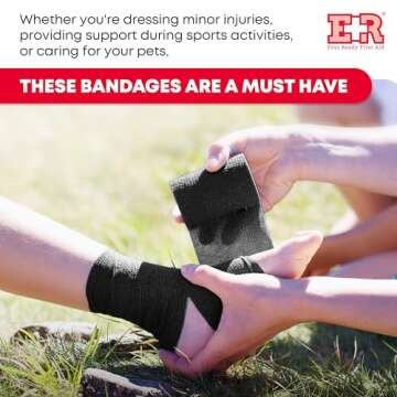 Ever Ready First Aid Self Adherent Cohesive Bandages 3" x 5 Yards - 12 Count, Black