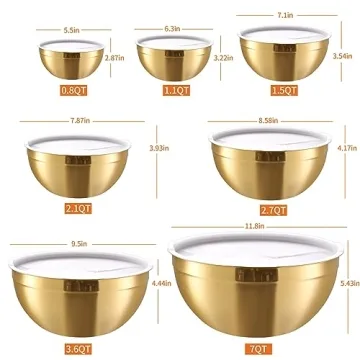 Moxinox Gold Stainless Steel Mixing Bowls Set - 7-Piece