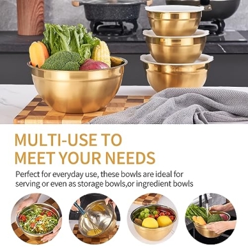 Moxinox Gold Stainless Steel Mixing Bowls Set - 7-Piece
