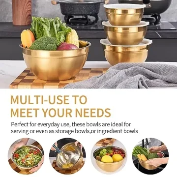 Moxinox Gold Stainless Steel Mixing Bowls Set - 7-Piece