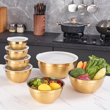 Moxinox Gold Stainless Steel Mixing Bowls Set - 7-Piece