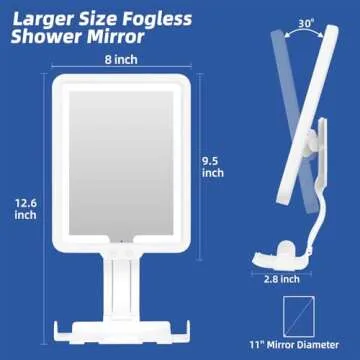 Heated Fogless Shower Mirror with 3 Dimming Colors and Tray