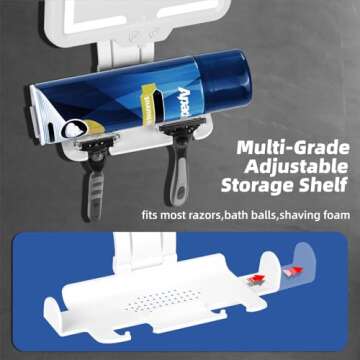 Heated Shower Mirror Fogless for Shaving, Lighted Shower Mirror 3 Color Dimming Shower Shaving Mirror, 9.5*8inch Anti-Fog Shower Mirror with Lights, Wall-Mounted Large Shaving Mirror with Razor Holder