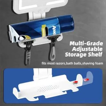 Heated Fogless Shower Mirror with 3 Dimming Colors and Tray