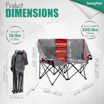 Durable Double Folding Camping Chair for Two - SUNNYFEEL