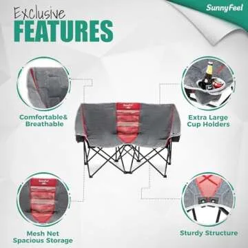Durable Double Folding Camping Chair for Two - SUNNYFEEL