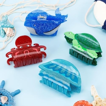 Sea Animals Hair Claw Clips Set Ocean-Themed Accessories