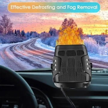 12V Car Heater, 360 Degree Angle Adjustable Car Heater, Portable Car Heater For Car, Defroster for Car Windshield, Heater and Defroster Plugged In Cigarette Lighter, Heater For Most Vehicles,Black