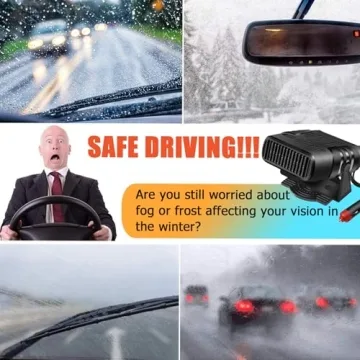 12V Car Heater, 360 Degree Angle Adjustable Car Heater, Portable Car Heater For Car, Defroster for Car Windshield, Heater and Defroster Plugged In Cigarette Lighter, Heater For Most Vehicles,Black