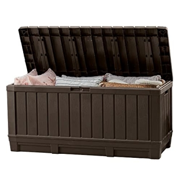 Keter Kentwood 92 Gallon Resin Deck Box-Organization and Storage for Patio Furniture Outdoor Cushion...
