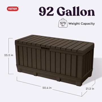 Keter Kentwood 92 Gallon Resin Deck Box for Outdoor Storage