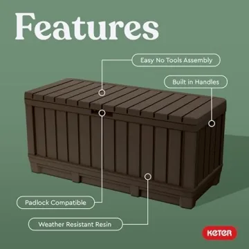 Keter Kentwood 92 Gallon Resin Deck Box for Outdoor Storage