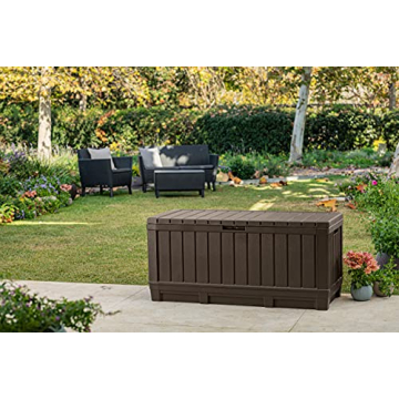 Keter Kentwood 92 Gallon Resin Deck Box for Outdoor Storage