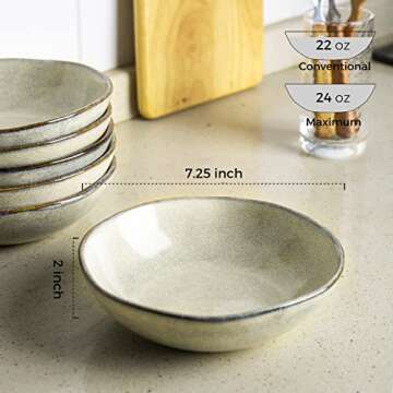 AmorArc Ceramic Cereal Bowls Set of 6, 24 oz Handmade Stoneware Bowls Set for Cereal Soup Salad, Stylish Kitchen bowls for Meal, Dishwasher & Microwave Safe, Reactive Glaze