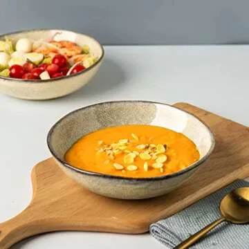 AmorArc Ceramic Cereal Bowls Set of 6, 24 oz Handmade Stoneware Bowls Set for Cereal Soup Salad, Stylish Kitchen bowls for Meal, Dishwasher & Microwave Safe, Reactive Glaze