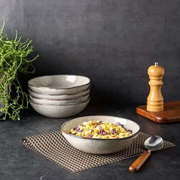 AmorArc Ceramic Cereal Bowls Set of 6, 24 oz Handmade Stoneware Bowls Set for Cereal Soup Salad, Stylish Kitchen bowls for Meal, Dishwasher & Microwave Safe, Reactive Glaze