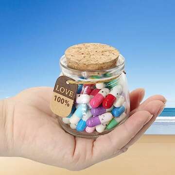 Yamahiko Capsule Letters Message in a Glass Bottle, 50PCS Cute Capsule Note Messages Pills for Boyfriend/Girlfriend, Love Capsule Letter Message for Anniversary Birthday Valentines Mother's Day