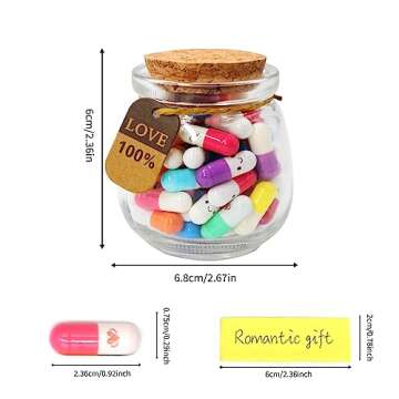 Yamahiko Capsule Letters Message in a Glass Bottle, 50PCS Cute Capsule Note Messages Pills for Boyfriend/Girlfriend, Love Capsule Letter Message for Anniversary Birthday Valentines Mother's Day