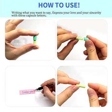 Yamahiko Capsule Letters Message in a Glass Bottle, 50PCS Cute Capsule Note Messages Pills for Boyfriend/Girlfriend, Love Capsule Letter Message for Anniversary Birthday Valentines Mother's Day