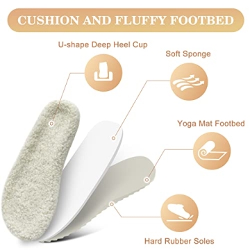 ONCAI Womens Fluff Slippers with Soft Sherpa and Rubber Soles