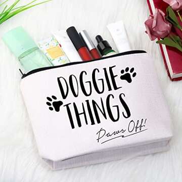 GJTIM Dog Doggie Gift Dog Mom Gift Dog Owner Gift Dog Lover Gift Doggie Things Paws Off Dog Travel Bag Cosmetic Makeup Bag (Doggie Things Bag)
