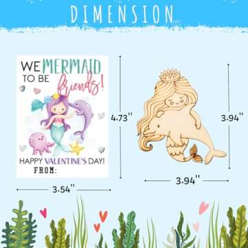 28 PCS Valentines Day Gifts for Kids - Valentines Cards School with Art Supplies Classroom - Sea Animals Wood Painting Craft Kits - for Kids Boys Girls Gifts Exchanges - Valentines Party Favors