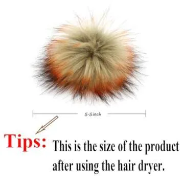 Fluffy Faux Raccoon Fur Pompoms - 12pcs Handmade Hairy Ball Fits for Knitted Hats Scarves Shawls Key Chain Accessories 5.5 Inches (Beige)