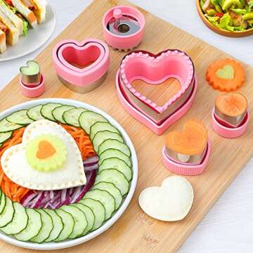 Heart Cookie Cutters Set,6 Pcs Uncrustables Maker Bread Sandwich Cutters, Heart Shape Cookie Cutters...