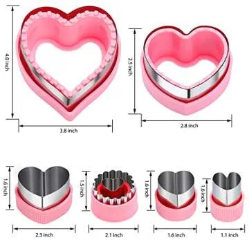 Heart Cookie Cutters Set,6 Pcs Uncrustables Maker Bread Sandwich Cutters, Heart Shape Cookie Cutters Fruit Vegetable Mold for Kids Boys & Girls Bento Lunch Box
