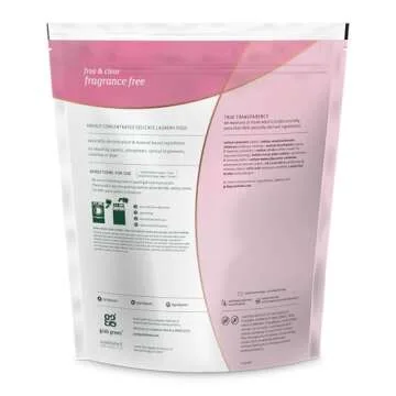 Grab Green Delicate Laundry Detergent Pods, 60 Count, Fragrance Free, Plant and Mineral Based, Superior Cleaning Power, Stain Remover, Brightens Clothes