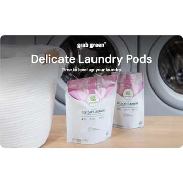 Grab Green Delicate Laundry Detergent Pods, 60 Count, Fragrance Free, Plant and Mineral Based, Superior Cleaning Power, Stain Remover, Brightens Clothes