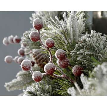 WeRChristmas 9ft Extra Thick Mixed Pine Snow Flocked Garland with Cones & Berries Christmas Decoration, 9 ft / 2.7 m, White