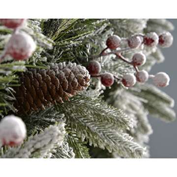 WeRChristmas 9ft Extra Thick Mixed Pine Snow Flocked Garland with Cones & Berries Christmas Decoration, 9 ft / 2.7 m, White