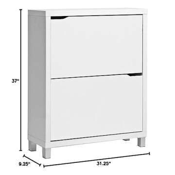 Baxton Studio Simms Shoe Storage Cabinet, White (88-4341-HiT)